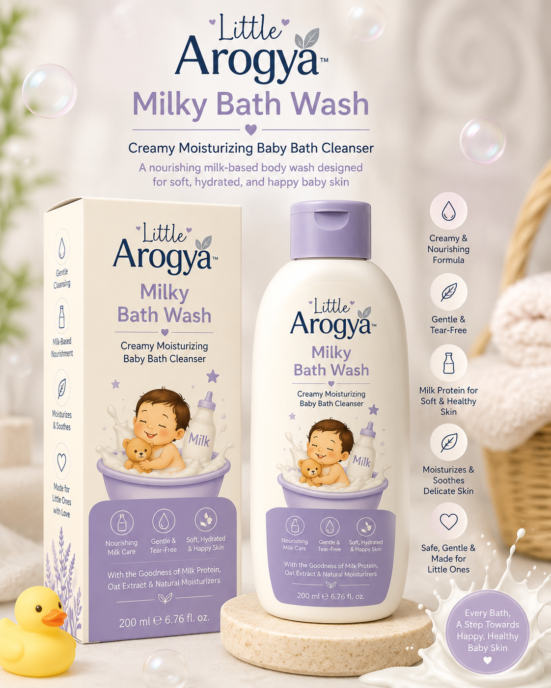 Milky Bath Wash Creamy Moisturizing Baby Bath Cleanser